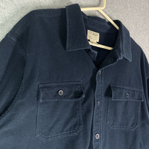 Vintage LL Bean Flannel Shirt Men 2XL Blue Chamois Cloth Button Up Double Pocket - Picture 5 of 9